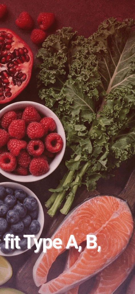 Blood Type Foods App - サーモンやケールなど、A型およびB型血液型向けの健康食品