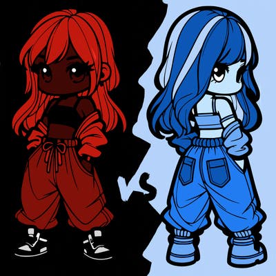 girl in crop top and baggy pants