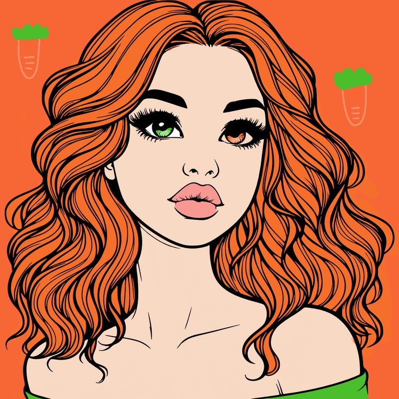 realistic girl with wavy hair and lips