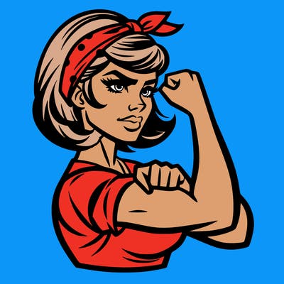 strong woman with a 60s american ad style