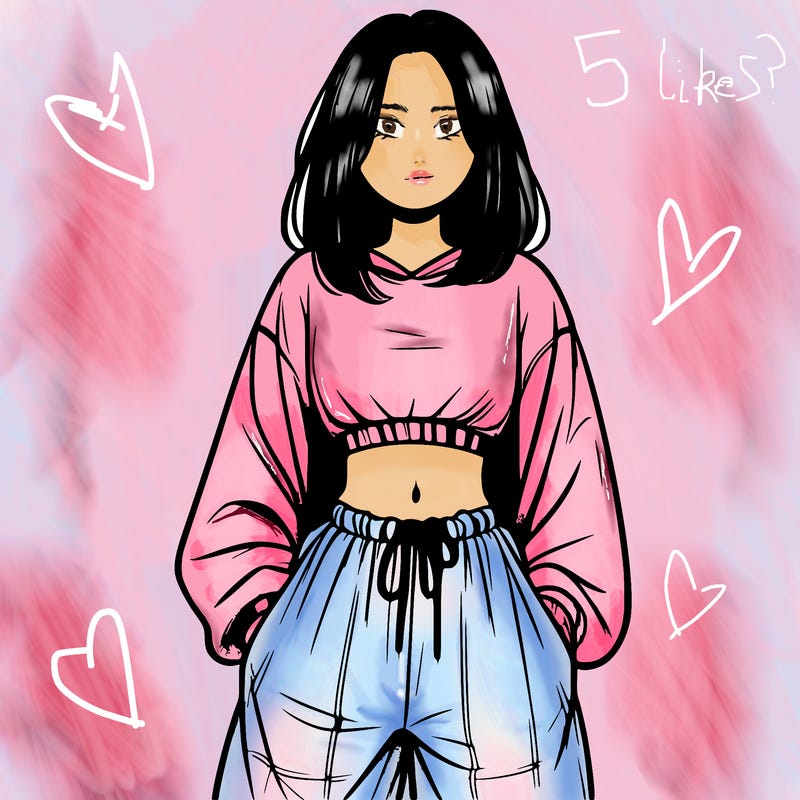 realistic girl faceless with baggy pants and a crop top