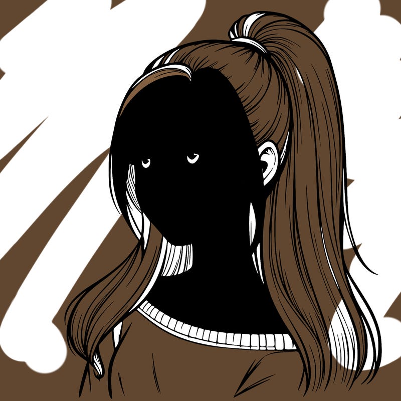 realistic girl with a high ponytail