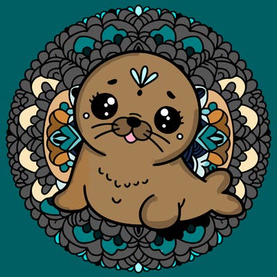 a cute baby seal mandala