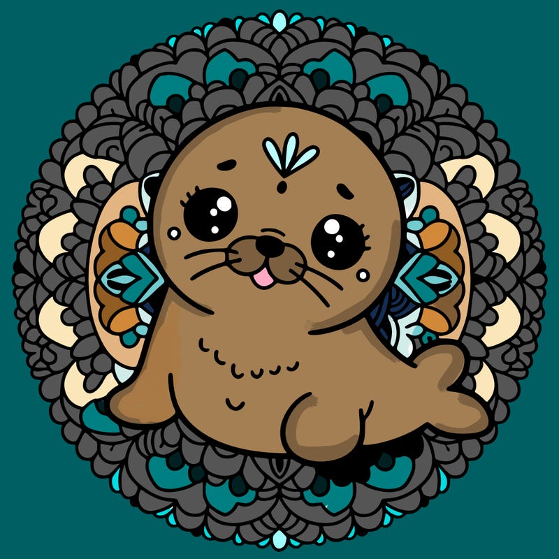 a cute baby seal mandala