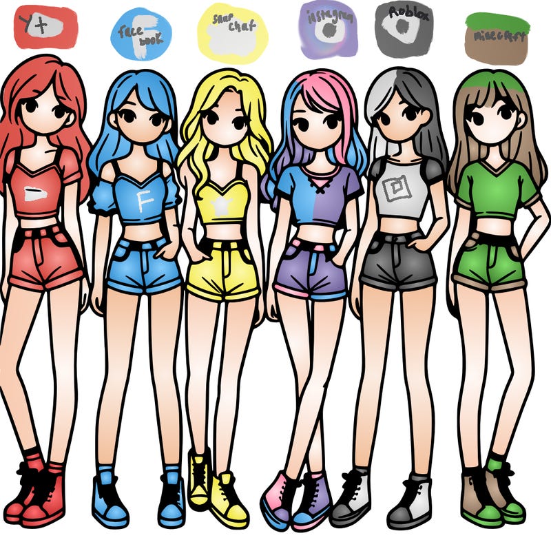 a group of girls wearing crop tops and shorts
