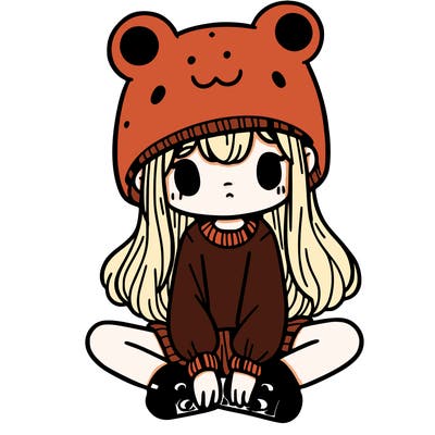 a girl wearing a frog hat and some frog socks