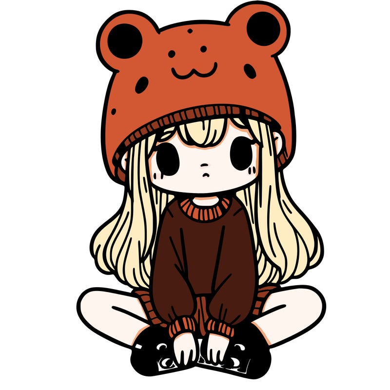 a girl wearing a frog hat and some frog socks