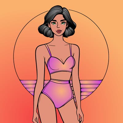 realistic woman in swimsuit