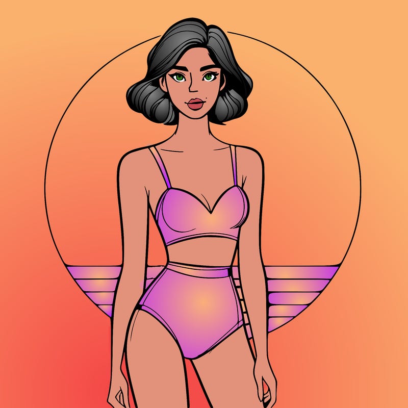 realistic woman in swimsuit