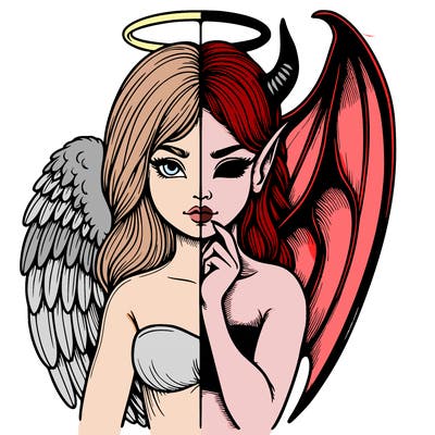 realistic angel half demon