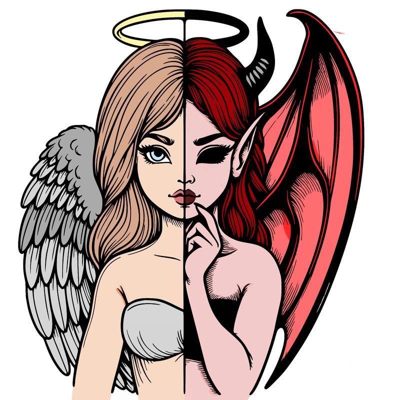 realistic angel half demon