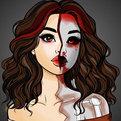 realistic girl with wavy hair and lips