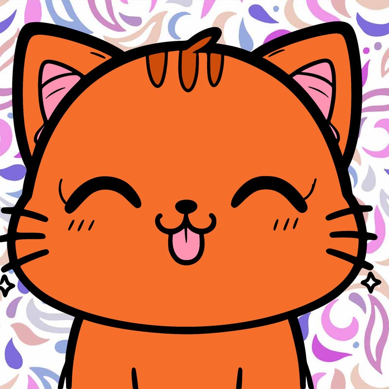 cute cat with mouth closed and little tongue coming out