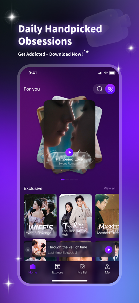 Elyon - A screenshot of the Elyon short drama app home screen featuring popular romantic and revenge series