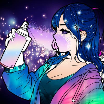 a realistic girl spray, painting