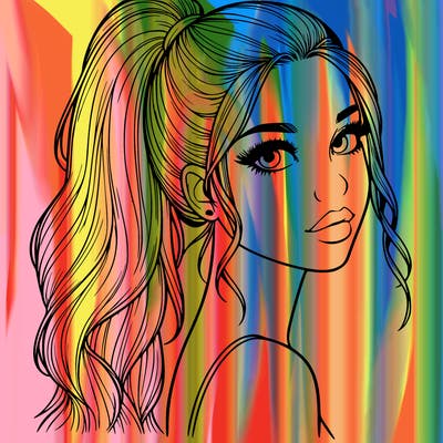 realistic pretty girl with high pony tail