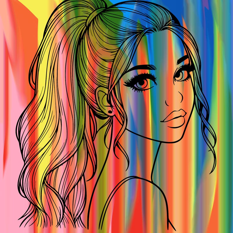 realistic pretty girl with high pony tail