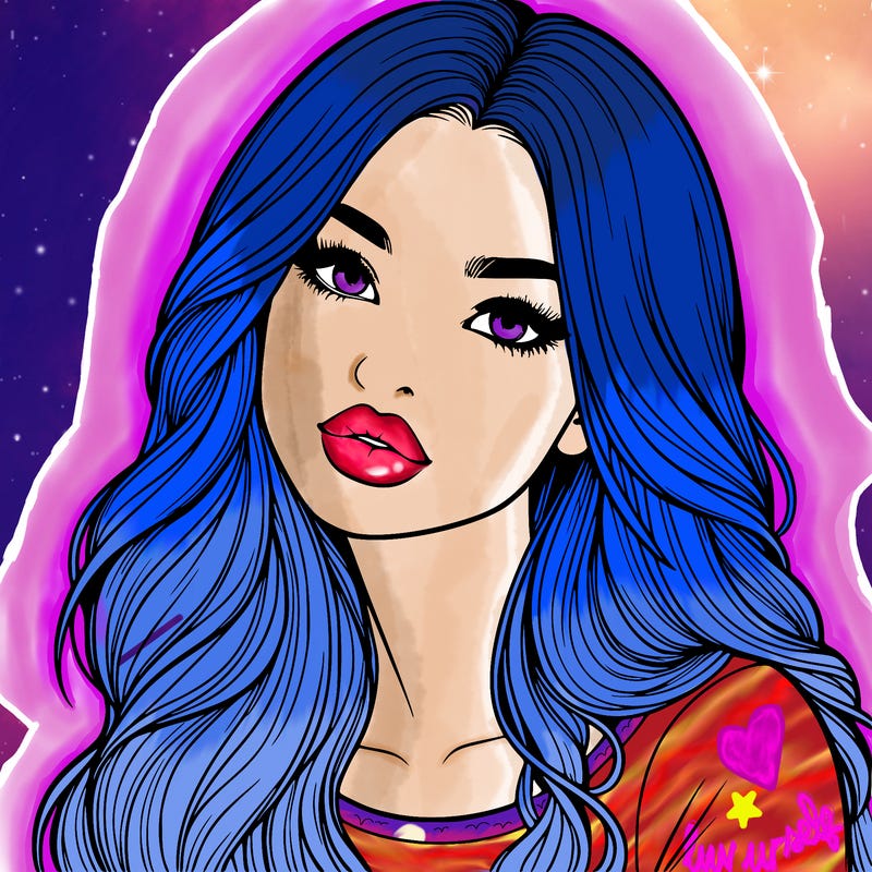 realistic girl with hair on her hair and lips