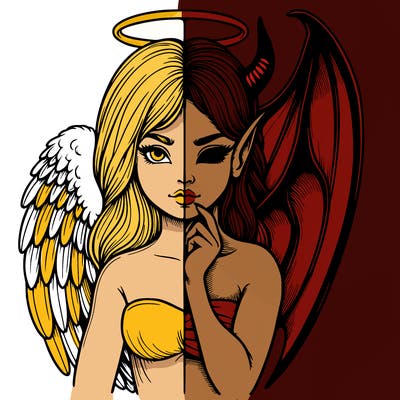 realistic angel half demon