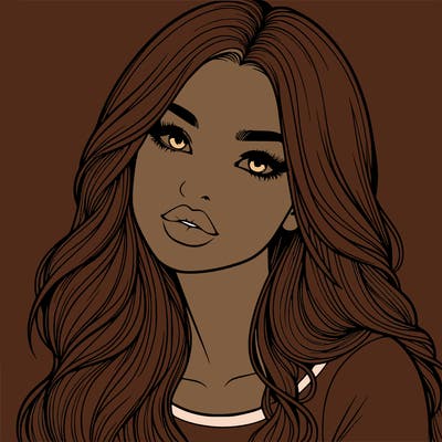 realistic girl with hair on her hair and lips