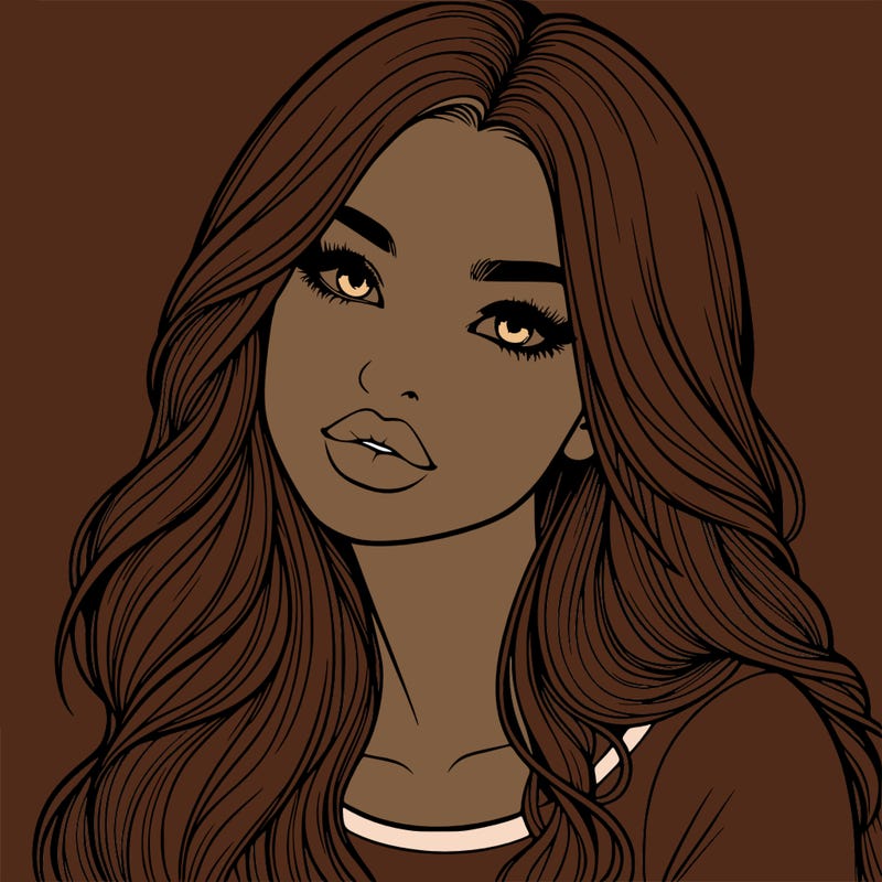 realistic girl with hair on her hair and lips