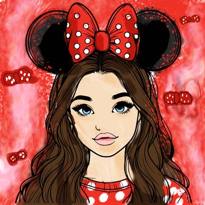 aesthetic realistic girl wearing mickey mouse ears