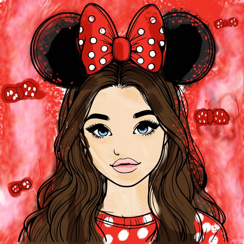 aesthetic realistic girl wearing mickey mouse ears