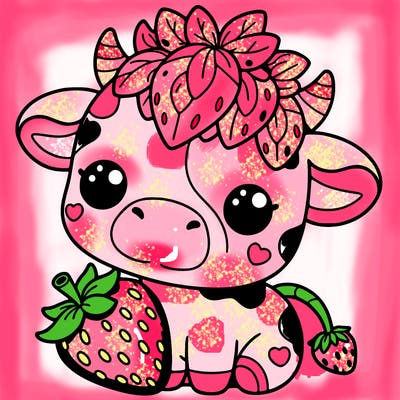 cute strawberry cow
