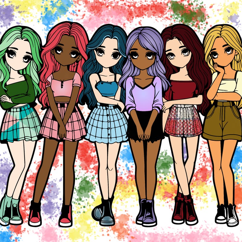 a group of girls realistic