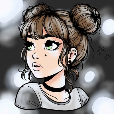 realistic girl with spacebuns