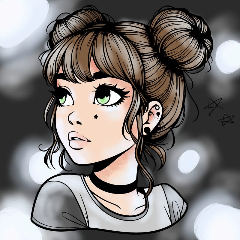 realistic girl with spacebuns