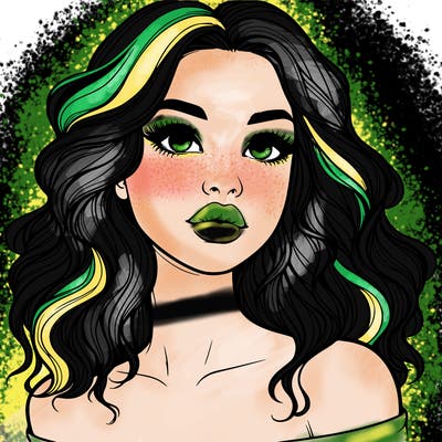 realistic girl with wavy hair and lips