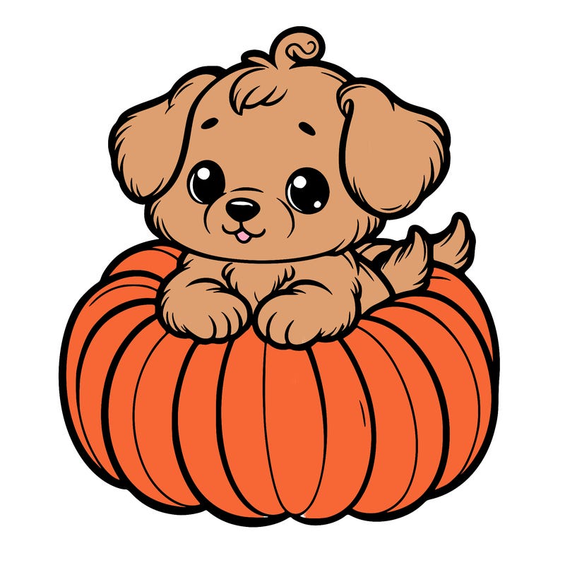cute little puppy in a pumpkin