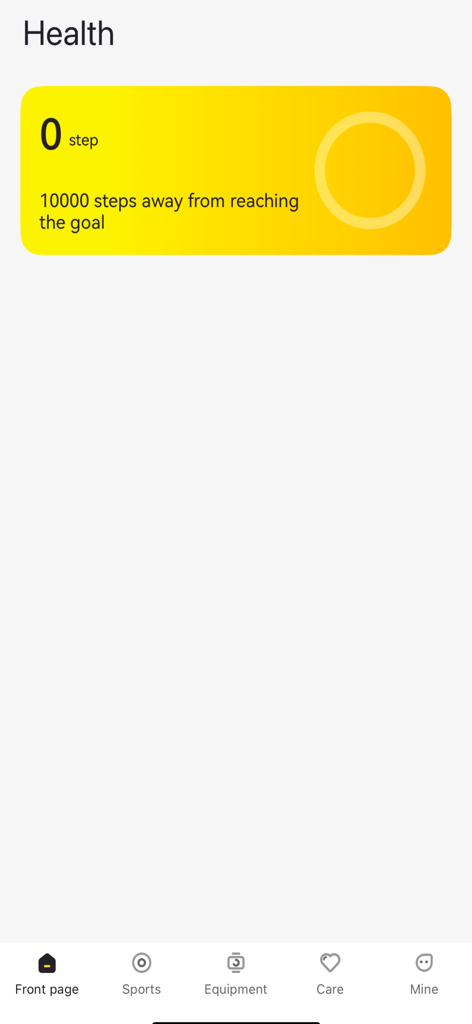 H wear Pro - H wear Pro app health dashboard displaying zero steps and a ten thousand step goal