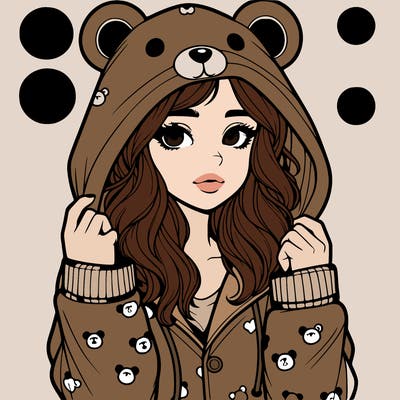 realistic girl in a animal pjs hoodie
