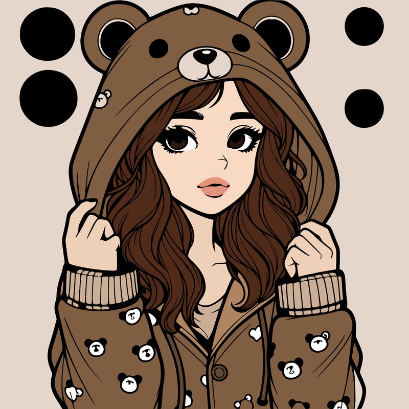 realistic girl in a animal pjs hoodie