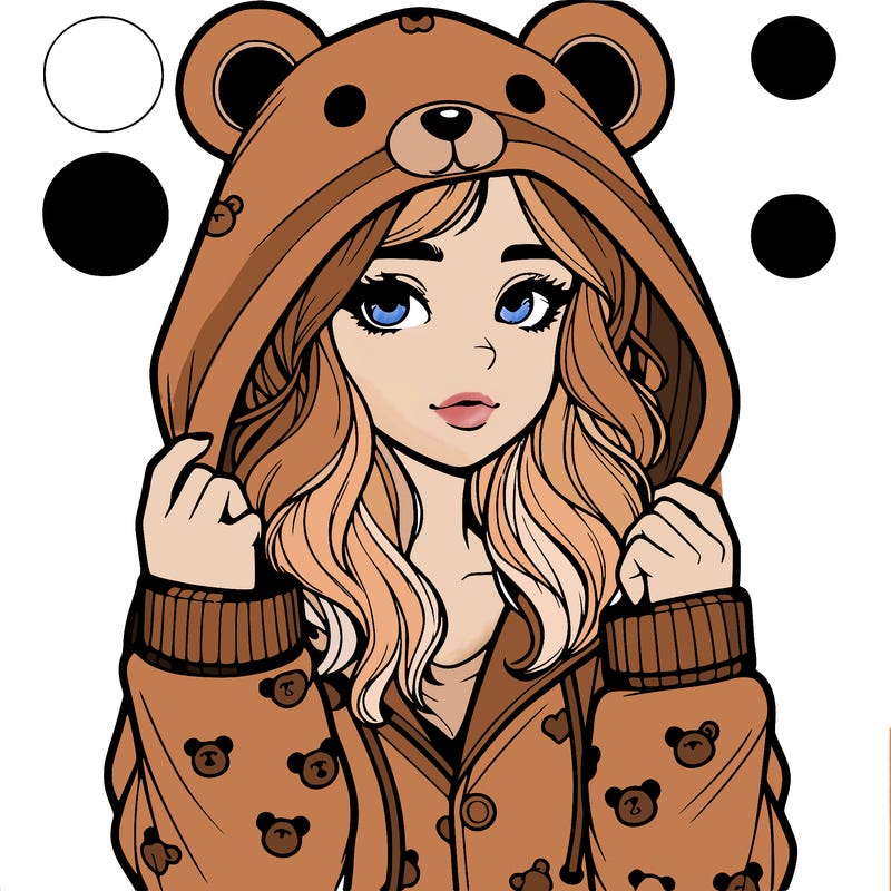 realistic girl in a animal pjs hoodie