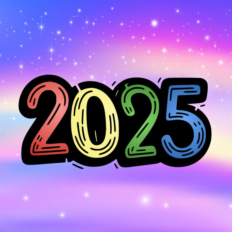 one line scrawled numbers sketch design “2025”