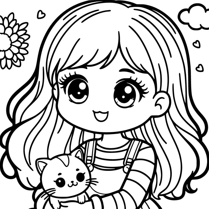 girl holding cat