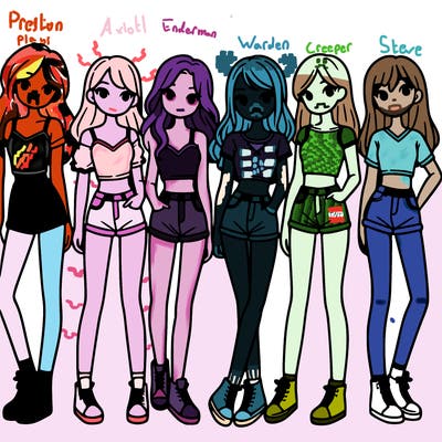 a group of girls wearing crop tops and shorts