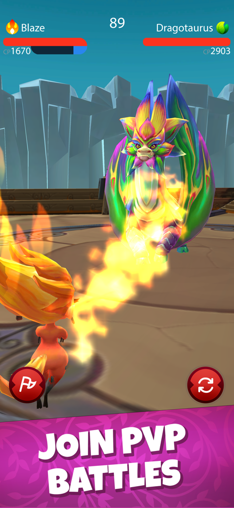 Draconius GO: Catch a Dragon! - A PvP battle between two magical monsters in Draconius GO.