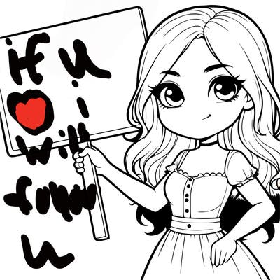 realistic girl holding blank sign