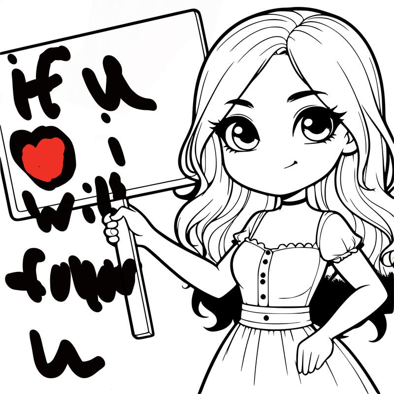 realistic girl holding blank sign