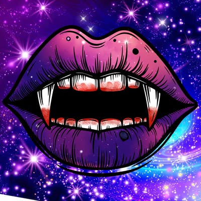 lips with vampire teeth