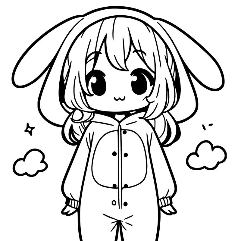 girl wearing a bunny onesie
