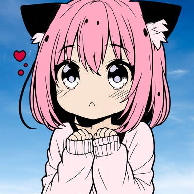 shy anime catgirl