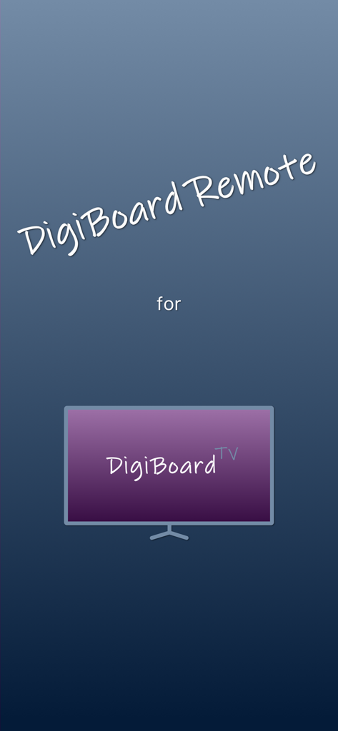 DigiBoard Remote - DigiBoard Remote app intro screen showing the connection to DigiBoard TV for digital signage management