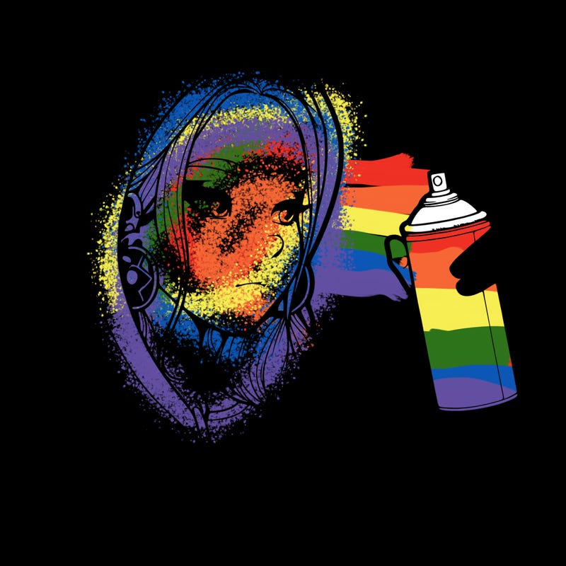 a realistic girl, spray painting