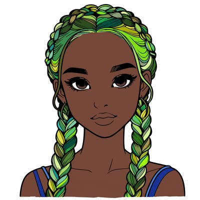 realistic girl with braids