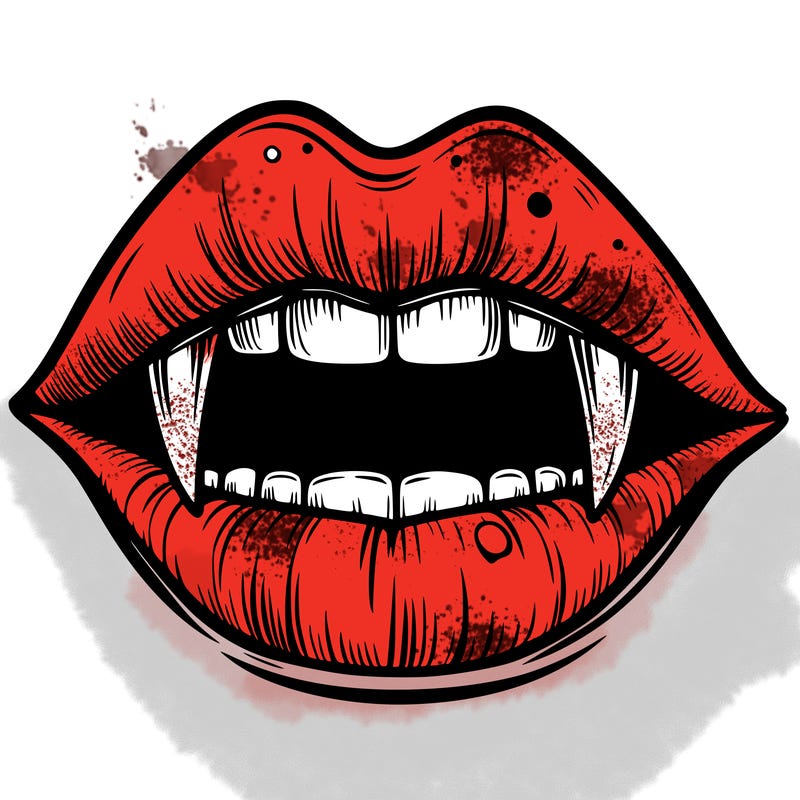 lips with vampire teeth